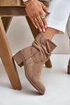 Warm Women's Boots With Gathered Shaft On Low Heel Beige Zinanya