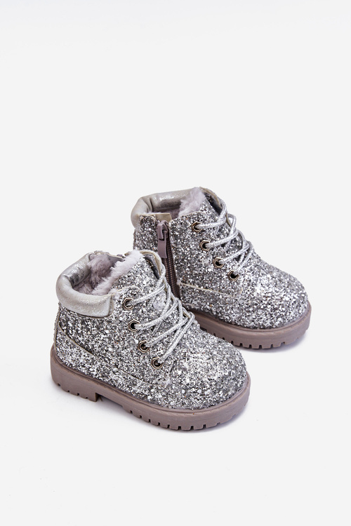 Children's Insulated Glitter Boots Silver Mermaid