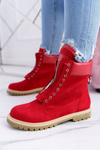 Lu Boo Women's Red Suede Timbers Trappers Zippers Nancy