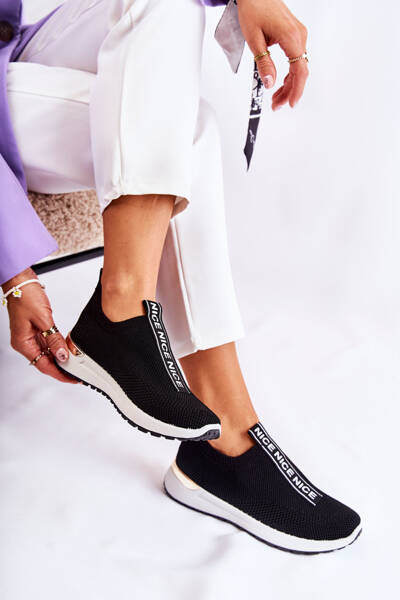 Buty Sportowe Damskie Wsuwane Czarne Ardenza