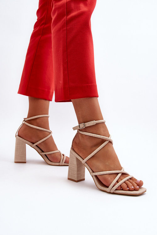 Beige Strappy Wedge Sandals Herfiana