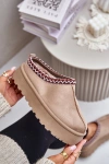 Low Women's Snow Boots With Embroidery On Platform Dark Beige Narirya