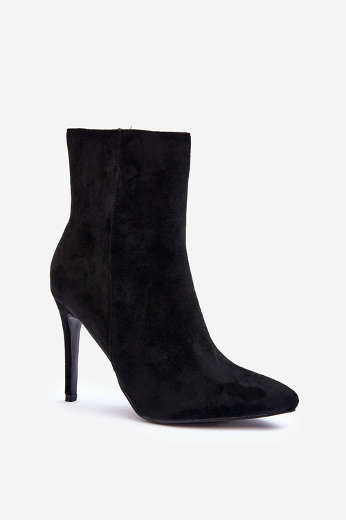 Suede Heeled Boots Black Eberpia 