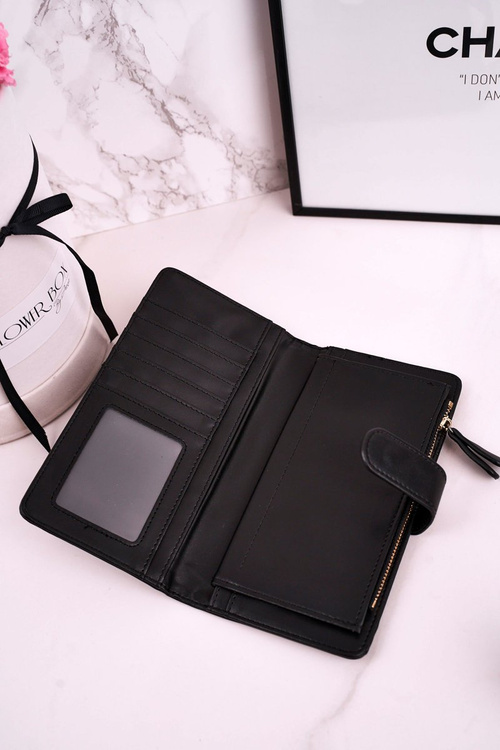 Large Women's Wallet With An Extra Space For Cards Black