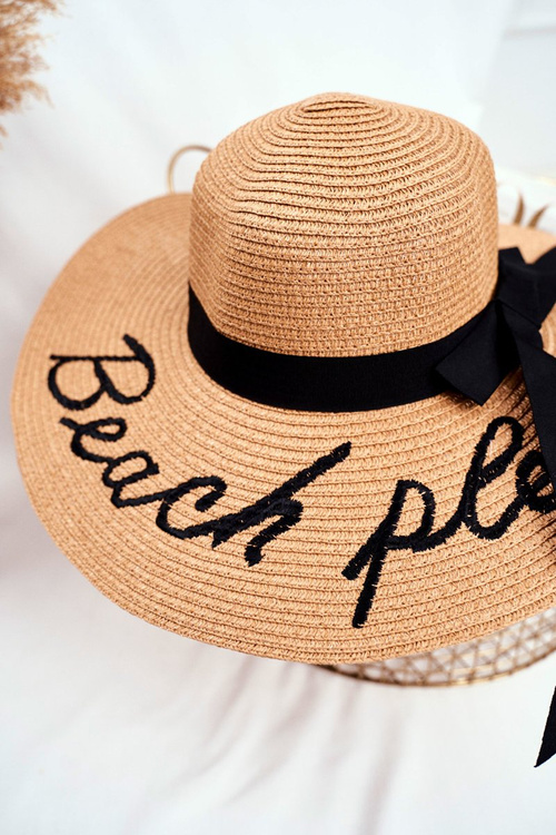 Women's Hat 100% Paper Camel A large-brimmed Beach Please