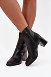 Insulated leather ankle boots on heel Maciejka K7203-04 Black