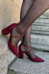 Pointed Toe Pumps With Decorative Straps On The Heel Bordeaux Verithas