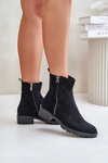 Suede Flat Heeled Boots Black Innabelle