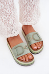 Women's Platform Slippers With Decoration Green Daphira