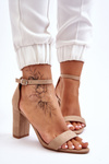 Classic Suede Heel Sandals Beige Amina