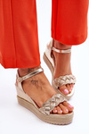 Classic Leather Wedge Sandals Gold Denisse