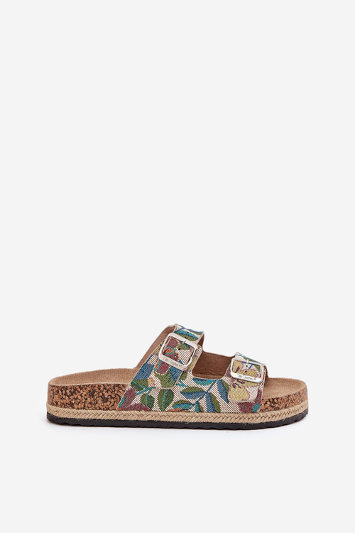 Klapki Damskie Wzorzyste Korkowa Platforma Klamry Multikolor Lee Cooper LCW-25-35-3480L