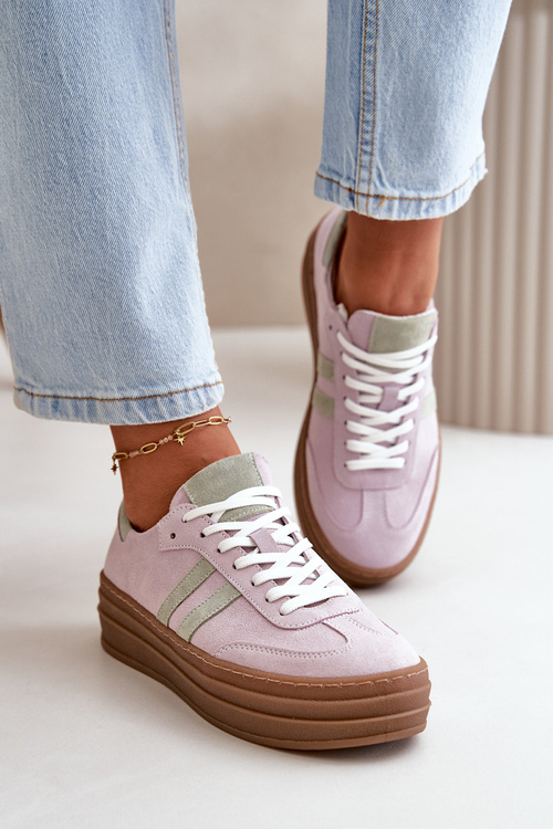 Sneakersy Zamszowe Na Platformie Fioletowe Zazoo N1068S4