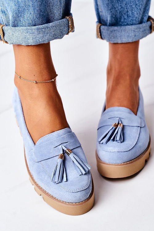 Suede Moccasins Lewski Shoes 3053 Light Blue