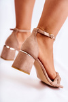 Suede Sandals Braided On Heel Beige Aressa