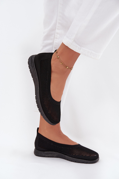 Ladies Mesh Ballerinas In Sporty Style Black Virella