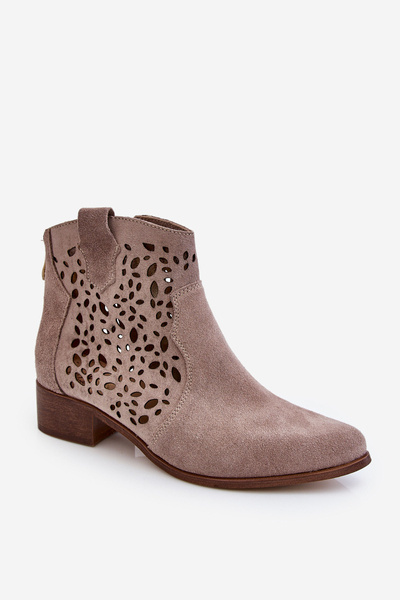 Women's Openwork Boots Lewski Shoes 2909 Light brown