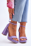 Fashionable Suede Square Heel Sandals Violet Merila