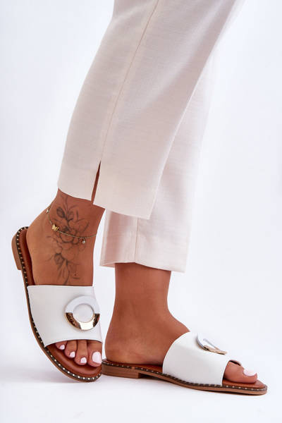 Women's Decorated Slippers White Sherry