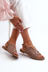 Elegant Women's Sandals with Eco Suede Decoration S.Barski KV27-058 Brown