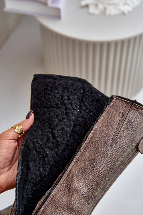 Zazoo 70121 Leather Women's Boots With Wool Brown