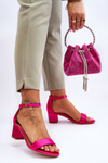 Satin Low Heel Sandals Fuchsia Juliet