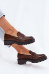 Classic Women's Moccasins Made Of Eco Leather Brown Enticca