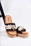 Women's Slippers On The Platform With Shells Black Tolia
