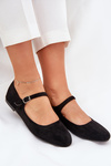 Ballet Flats With Strap Eco Suede Black Arrivara