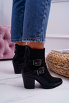 Women's Stiletto Buckle Boots Black Fello