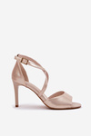 Sandals With Intertwined Straps On Heels Sergio Leone SK432 Golden Satin
