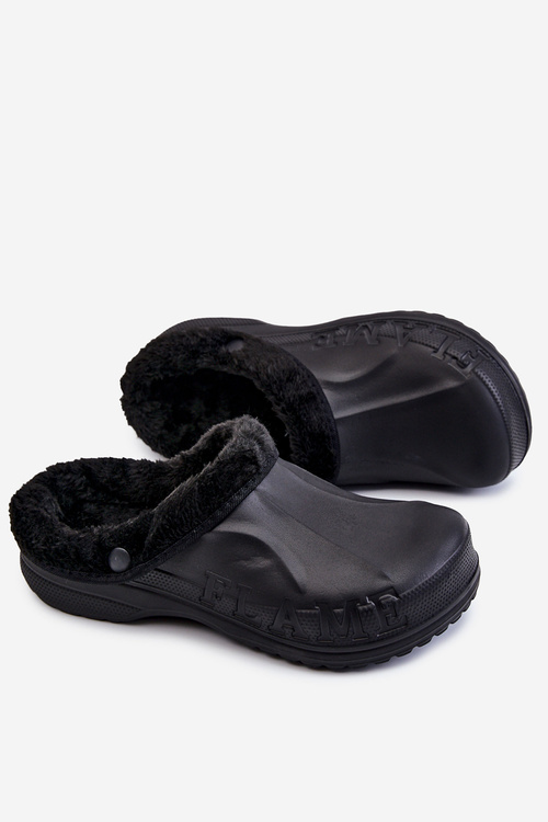 Men's Warm Crocs Slides Black Calmo