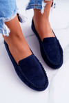 Sergio Leone Women's Suede Moccasins Navy Blue Winted