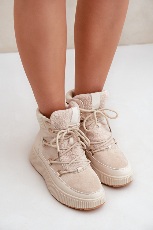 Low Snow Boots On Platform Light Beige Naliora