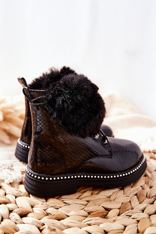 Children's Boots Insulated With Fur Black Rosea