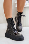 Lacquered Ankle Boots With Decoration On Platform D&A MR880-079 Black