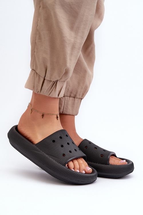 Women's Foam Slides With Thick Sole Black Beula