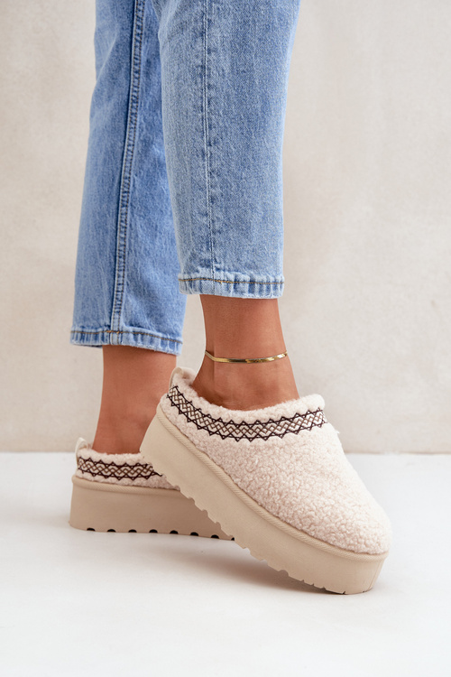 Kapcie Śniegowce Futerko Typu Baranek Platforma Leaniella Ovirissa