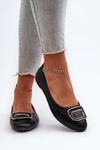 Black Eco Leather Ballerinas with Decoration Enicoria