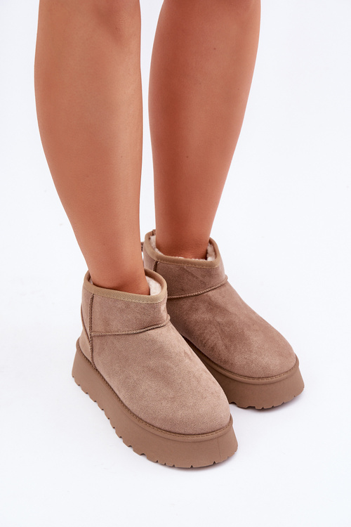 Platform Snow Boots Made Of Eco Suede Dark Beige Vlivana