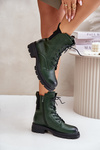 Warm Worker Boots With Zipper Green Leairae