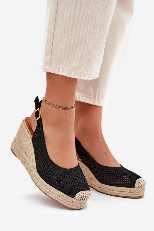 Wedge Sandals For Women With Braiding Black Tulliata