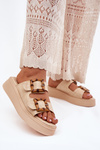 Women's Platform Sandals With Buckles Beige Xanivia