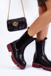 Women's Worker Boots On The Platform Black and burgundy Aliana
