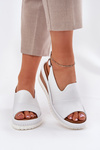 Ladies Leather Wedge Sandals Artiker White 56C0918