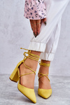 Classic Tied Suede Pumps Yellow Lucira