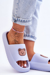 Light Women's Foam Slippers With Teddy Bear Blue Lia