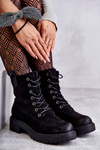 Warm Suede Lace Up Boots Black Ritta