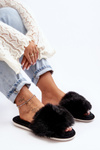 Women's Black Slippers with Faux Fur Vienitta
