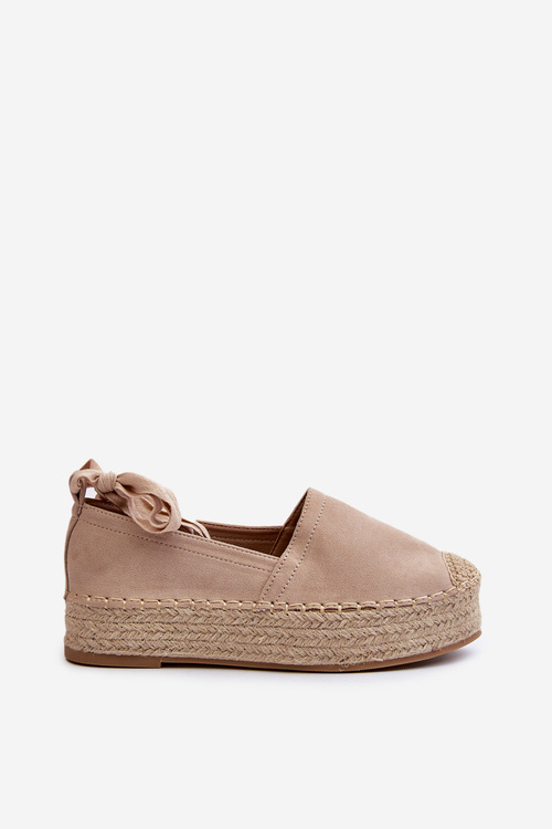 Women's Espadrilles Tied on a Platform with Braiding Beige Tailesse